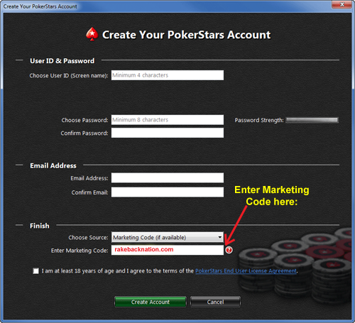Pokerstars Marketing code
